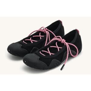 NWT JW PEI Women's size 8 Black Pink Caitlin Lace-up Ballerina Sneakers